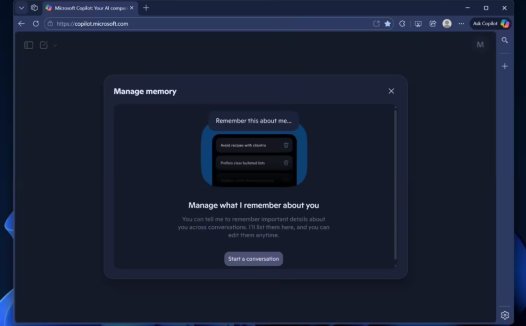 微软 Copilot 将上线完整 AI 记忆管理功能