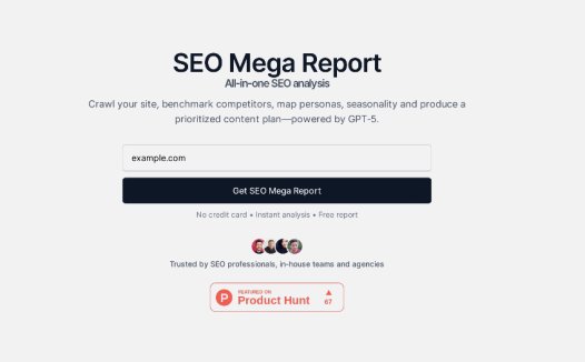 SEO Mega Report：SEO分析工具，AI分析网站优化与搜索引擎排名提升