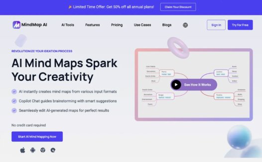 MindMap AI:AI思维导图工具,支持多种文件格式转换,包括PDF、文本、图像、音频和视频