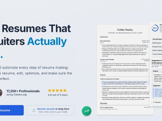 CareerLoop：帮助用户创建专业简历的平台，使用AI生成并优化简历提高面试机会
