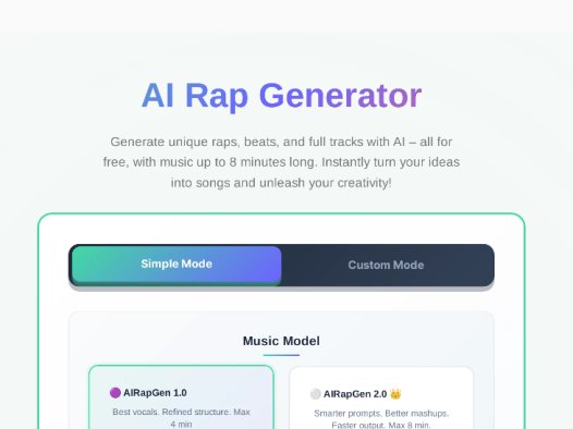 AIRapGen：AI说唱生成器，免费生成独特的说唱、节拍和完整曲目