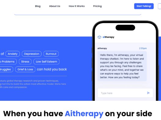 Aitherapy： AI心理治疗工具，帮助您管理焦虑、压力等情绪问题