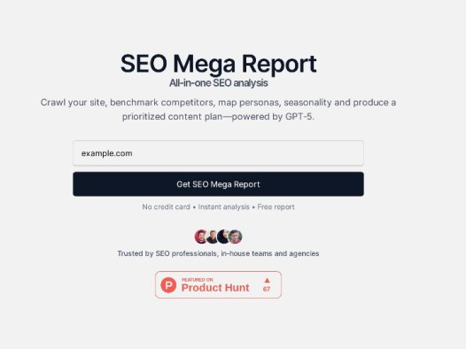 SEO Mega Report：SEO分析工具，AI分析网站优化与搜索引擎排名提升