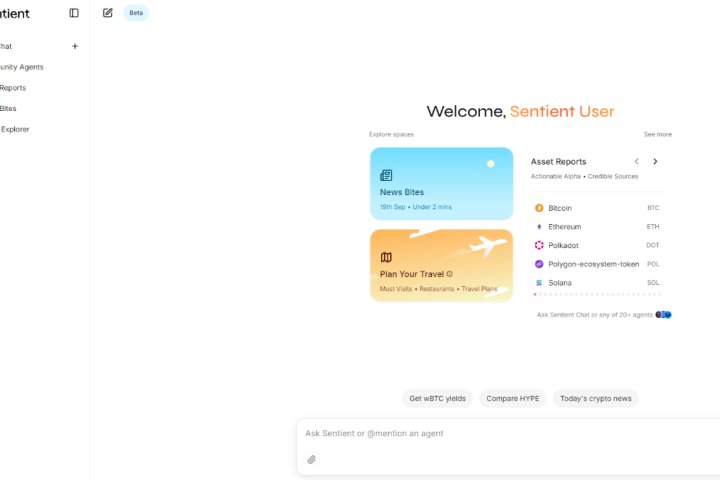 Sentient Chat：去中心化 AI聊天平台，提供加密货币报告、每日摘要、旅行计划等 – AI-人工智能-1ai.net