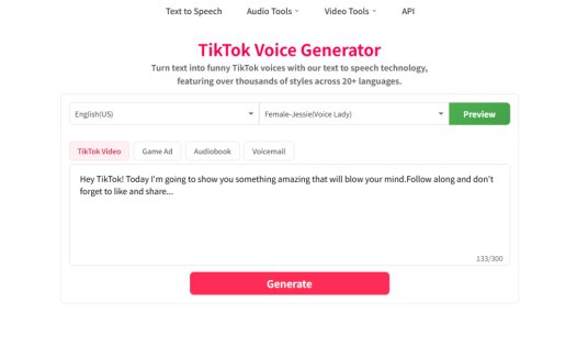 TikTok Voice Generator：免费的AI配音神器，提供丰富的音色选项