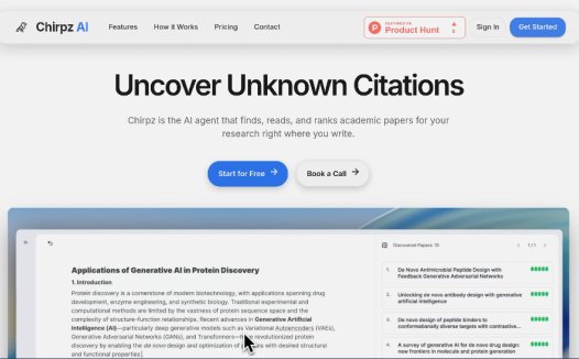 Chirpz AI：写作时查找、阅读和排名学术论文，快速发现相关引用和研究资料