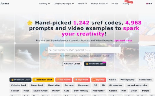 Promptsref：AI提示词工具，提供海量精选AI提示词