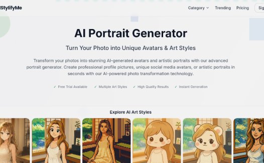 AIStylifyMe：AI肖像生成器，一款将照片转化为独特头像和艺术风格的AI照片