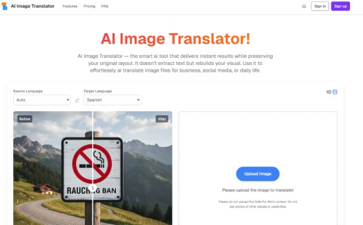 AI Image Translator：AI图像翻译工具，在线快速翻译图片文字