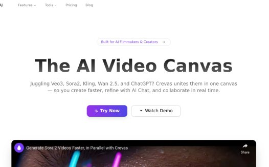 Crevas AI：AI视频创作平台，专为AI电影制作人和内容创作者设计