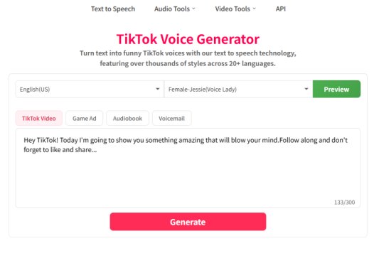 TikTok Voice Generator：免费的AI配音神器，提供丰富的音色选项