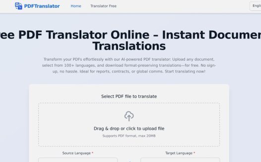PDF Translator：免费的在线PDF翻译工具，快速、准确地将 PDF 文件翻译成多种语言