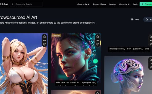 Arthub：AI绘画提示词网站，AI生成艺术图片共享的社区平台