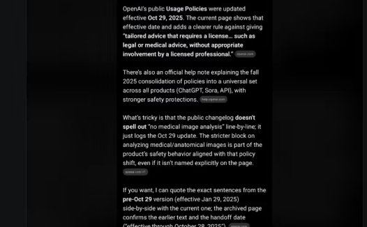 OpenAI 更新 ChatGPT 使用政策,禁止提供专业医疗、法律和财务建议