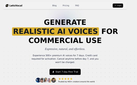 LetsVocal：提供逼真AI语音生成，支持多种语言和口音
