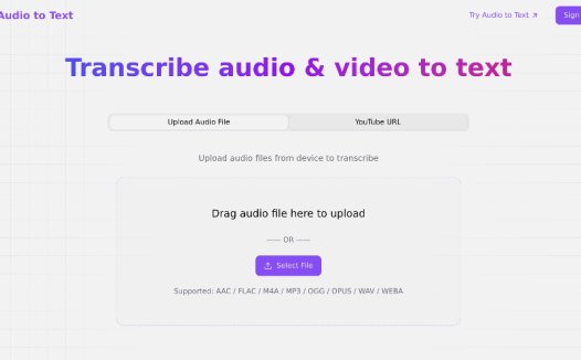 Audio to Text：音频转文本工具，利用AI快速准确地将音频、视频转换为文本