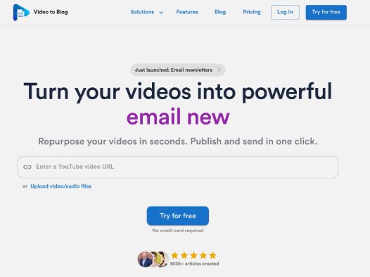 Video to Blog：视频转文本工具，可将视频、音频文件快速转换为 SEO 优化的博客文章