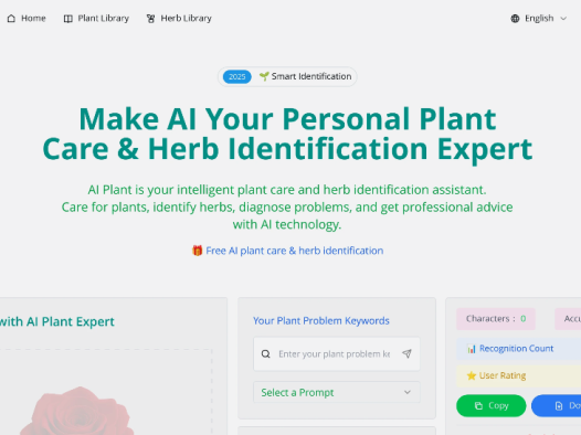 AI Plant：智能识别植物和草药的AI工具，提供详细信息、养护建议、药用价值和使用方法