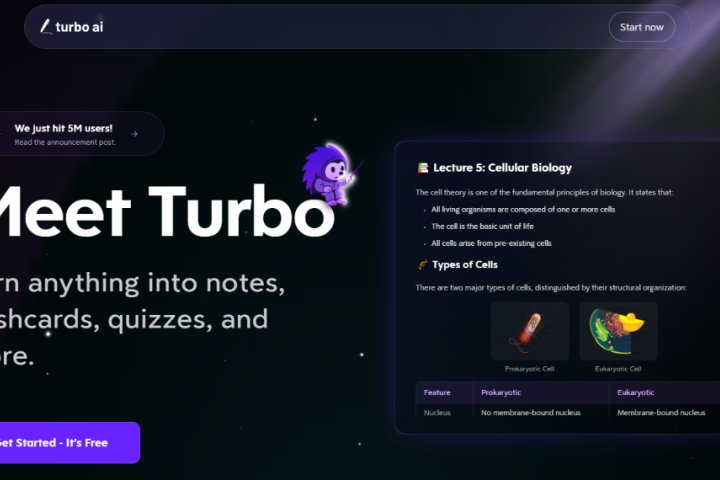 Turbo AI：AI笔记应用，可将音频、视频和文本转化为优质学习材料 – AI-人工智能-1ai.net