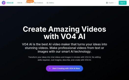 VO4 AI:AI视频创作平台,从文本或图像生成专业级视频