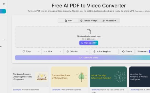 Vireto:PDF文档工具,免费将PDF转换为视频