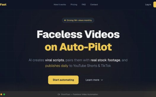ShortFast:AI 视频自动化工具,自动生成脚本、配音和高质量素材