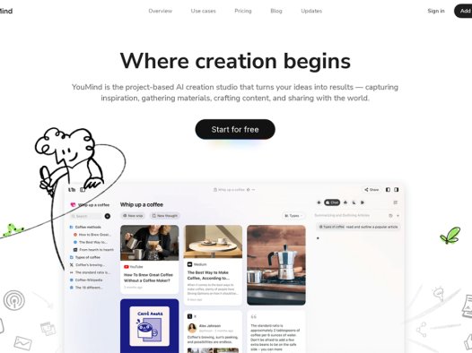YouMind：AI内容创作和信息整理平台，一个找资料和写稿子的AI工具