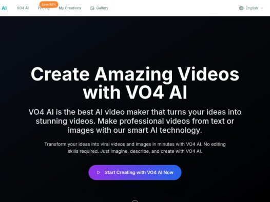VO4 AI：AI视频创作平台，从文本或图像生成专业级视频