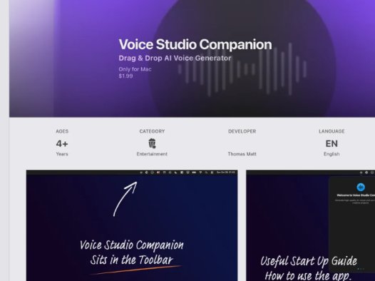 Voice Studio Companion：macOS应用程序，可将文本转换为专业 AI语音
