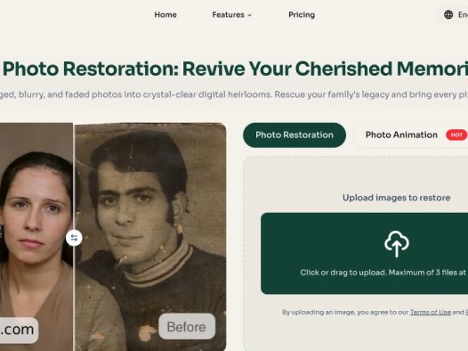NearerAI:AI照片修复工具,提供修复旧照片,去除划痕、增强色彩等功能
