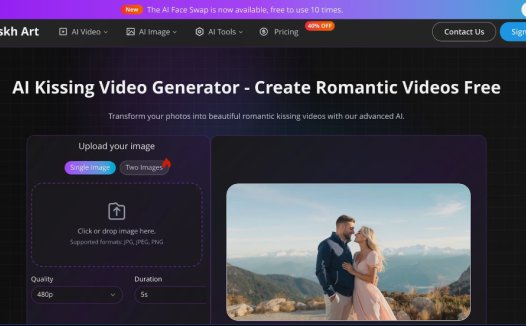 Kisskh Art：AI接吻视频生成器，将静态照片转化为生动浪漫接吻视频