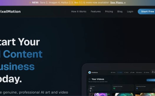 PixelMotion：一款将照片转化为专业营销视频的AI工具，提供照片增强、视频生成、直接发布到社交媒体的功能