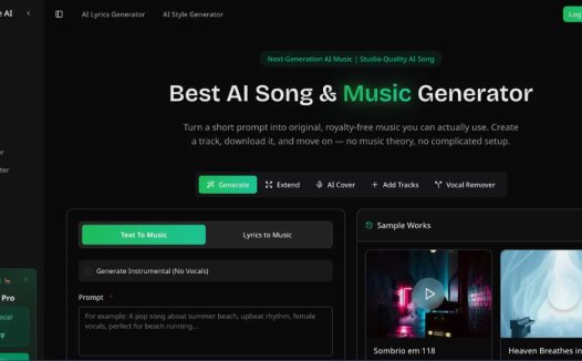 Music Make AI：AI音乐生成器，根据文本提示快速生成高质量、免版税的音乐