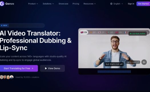 Genve AI:AI视频翻译和配音工具,提供高质量的配音和唇形同步功能