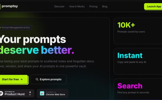 Promptsy：AI提示词网站，管理和优化你的 AI 提示词