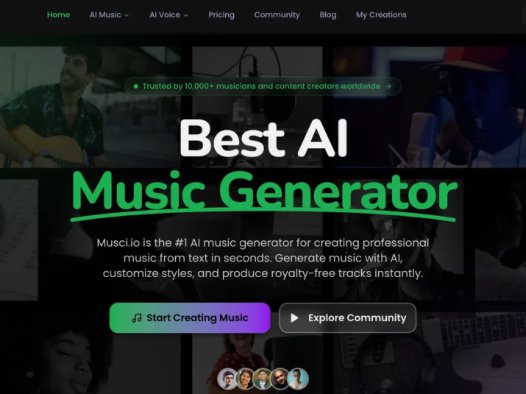 Musci.io：AI 音乐生成器，生成无版权音乐，适用于视频、播客等