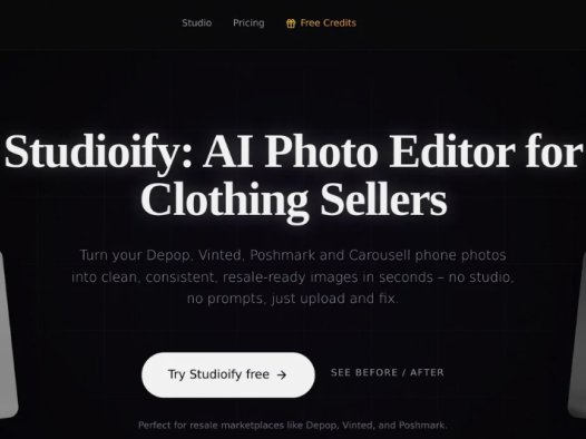 Studioify：AI驱动的摄影编辑器，将手机拍摄的服装照片转换为专业、一致的图片