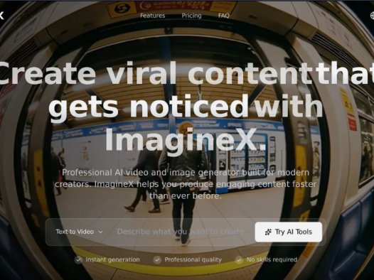 ImagineX:AI视频和图像生成器,提供文本转视频、图像生成、视频扩展等功能