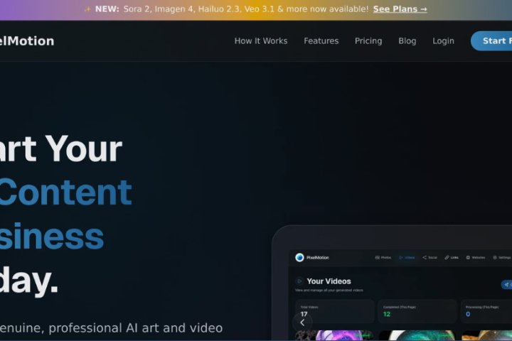 PixelMotion：一款将照片转化为专业营销视频的AI工具，提供照片增强、视频生成、直接发布到社交媒体的功能 – AI-人工智能-1ai.net