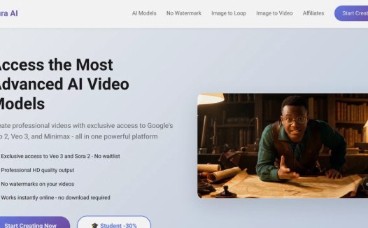 Aura AI：AI视频生成平台，提供对Google Veo 2、Veo 3 和 Minimax 等AI视频模型