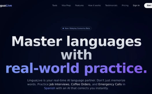 LinguaLive： AI 驱动的语言学习工具，与 AI真实对话练习提高口语水平