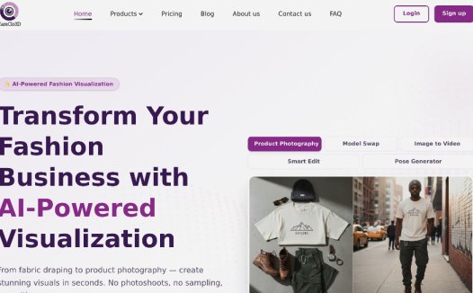 CamClo3D： AI 图像生成器，提供产品摄影图片生成、虚拟试穿和模特换脸等功能