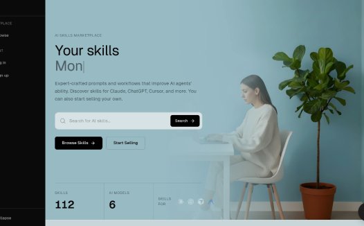 Skly：AI技能、提示和工作流的交易平台，供用户发现和销售 AI 技能、提示和工作流程