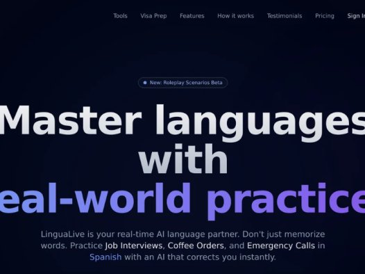 LinguaLive： AI 驱动的语言学习工具，与 AI真实对话练习提高口语水平