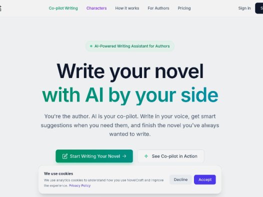 NovelCraft:专为作家设计的 AI 写作助手,提供 AI 辅助、角色库、书籍封面生成等功能