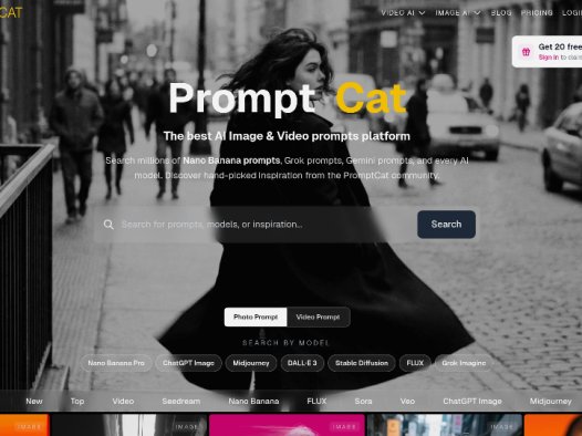 Promptcat:AI提示词平台,提供海量AI图像与视频提示词