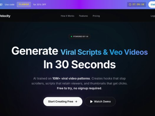 ViralVelocity:AI视频创作工具,生成YouTube 脚本、视频创意和热门话题