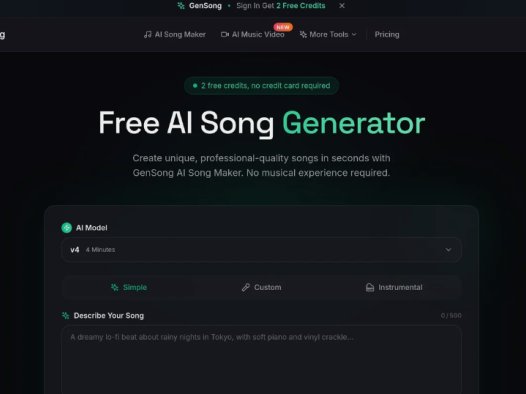 GenSong:免费AI歌曲生成器,让您轻松在线创作歌曲