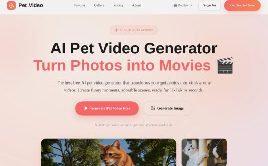 Pet Video：免费AI宠物视频生成器，将宠物照片快速转化为有趣的短视频