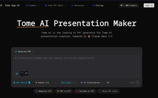 Tome AI：AI演示文稿制作工具，帮助用户快速生成、美化和增强 PPT